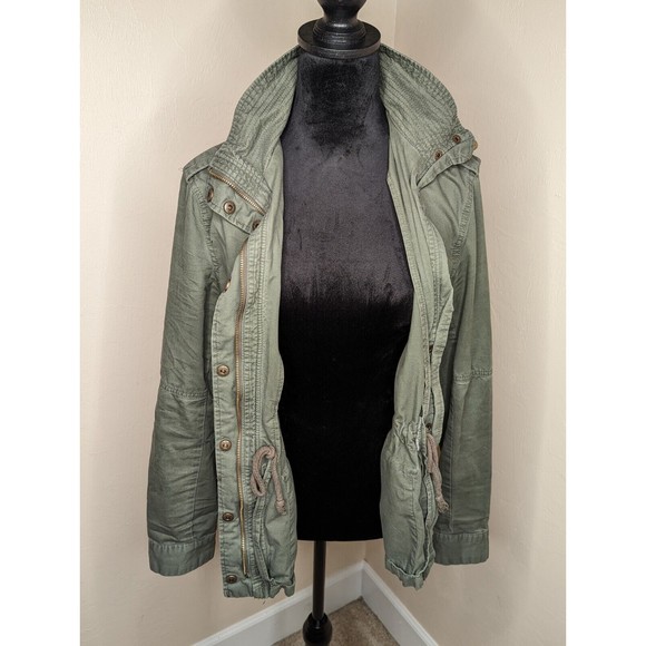 Army Green Cargo Jacket Women's 100% Cotton Large - Picture 3 of 14